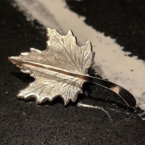 Vintage Sterling Silver 2.25" Beau Sterling Maple Leaf Brooch